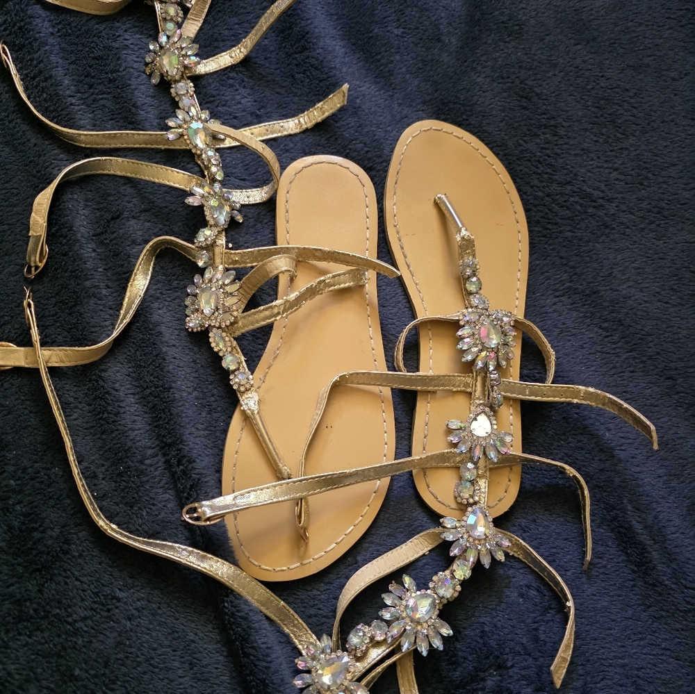 Elegant Gold Embellished Sandals